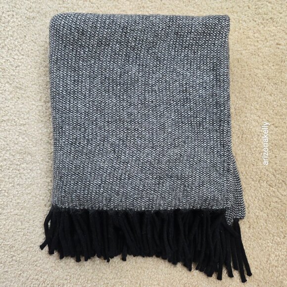 {{{Thick}}} Cashmere Wrap Birdseye Knit Black & White Symphony - Picture 13 of 14